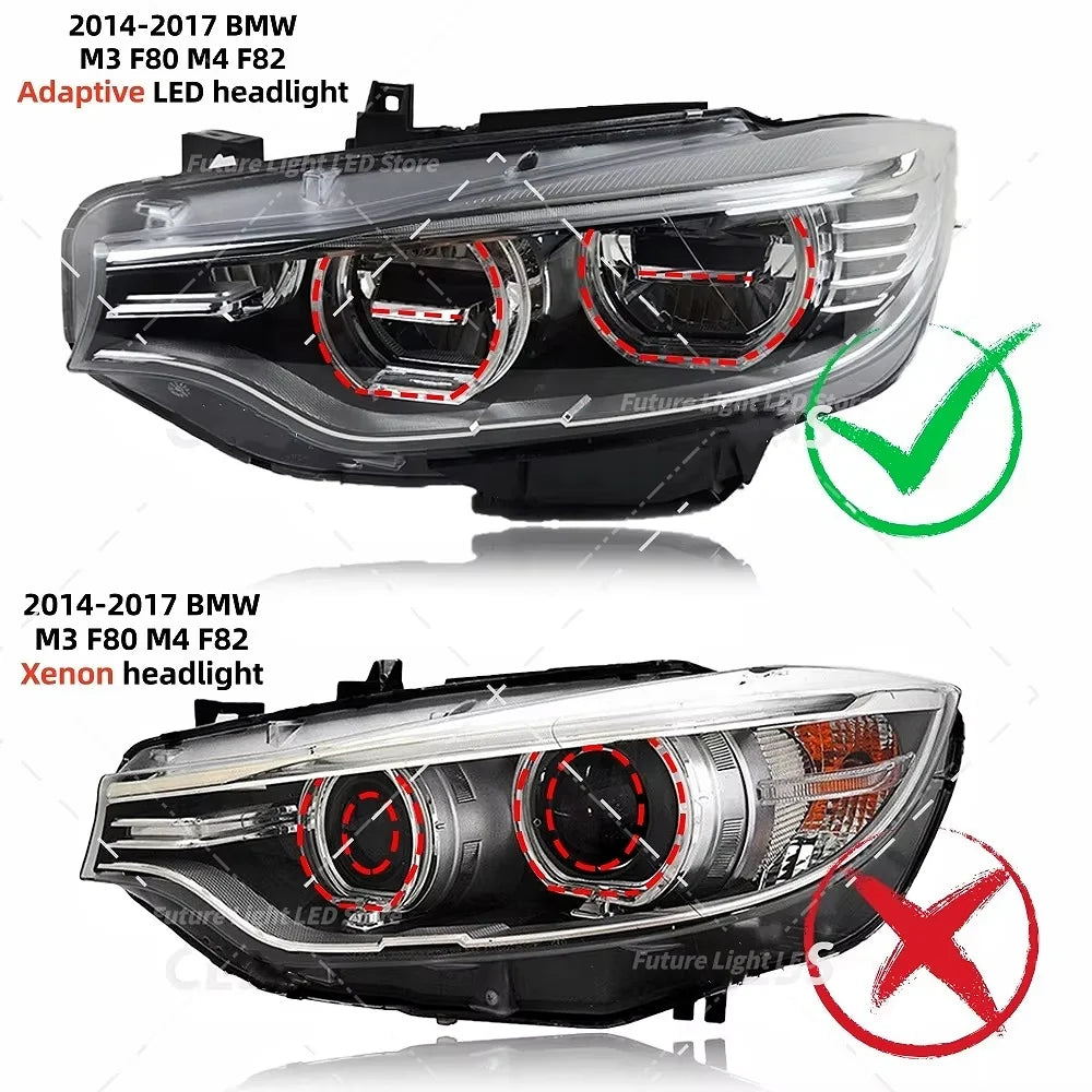 Angel Eyes pour BMW M3, M4 & Série 4, F80, F82, F83, F32, F33, F36 (2014-2018) – Phares LED Adaptatifs uniquement